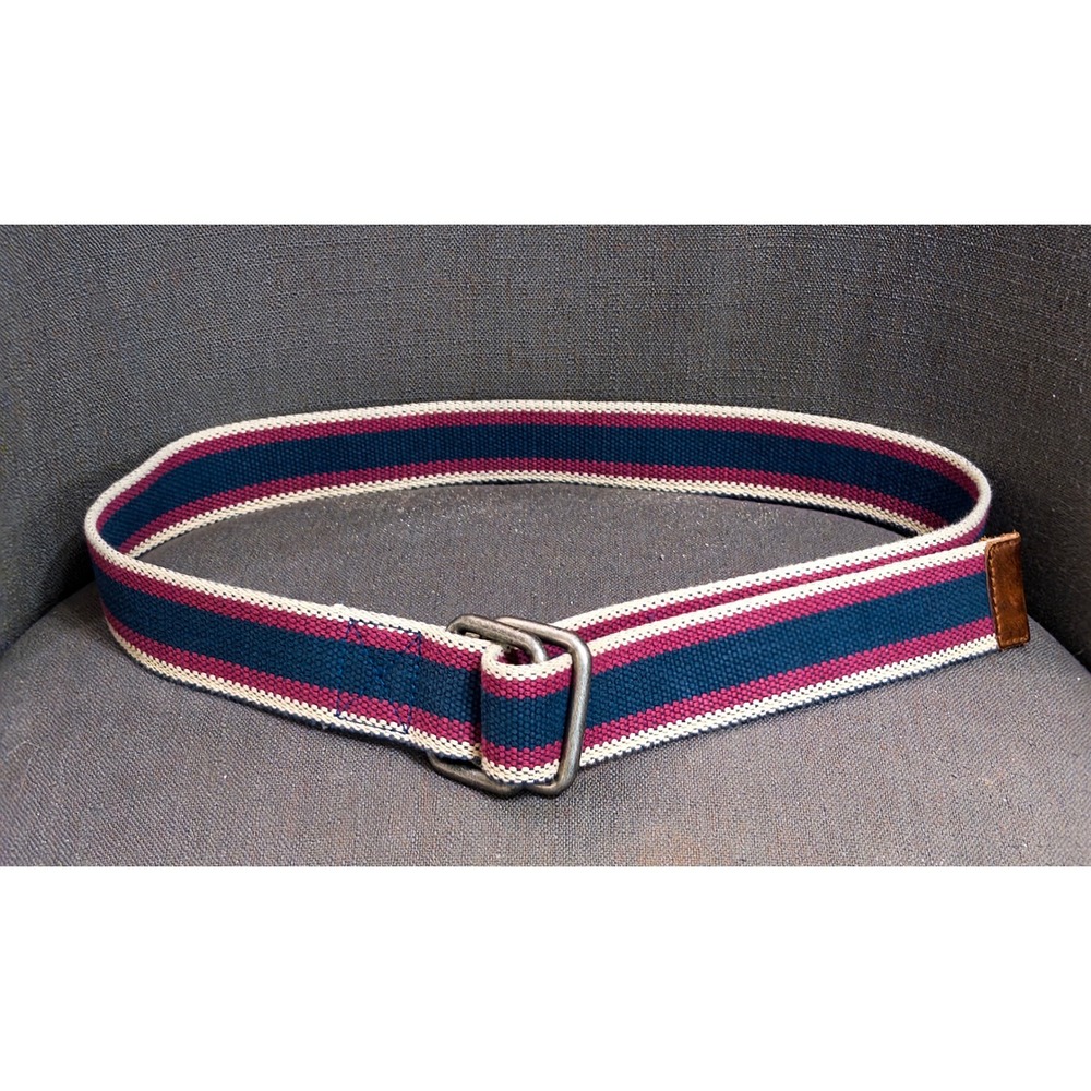 J.Crew Mens sz‎ 42" Striped Canvas Web Belt preppy coastal collegiate heritage